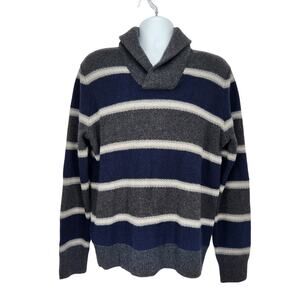 NWT Banana Republic Italian Yarn Merino Wool Rugby Shawl Striped Sweater Men's L